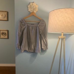 J. Crew square neck line black and white top